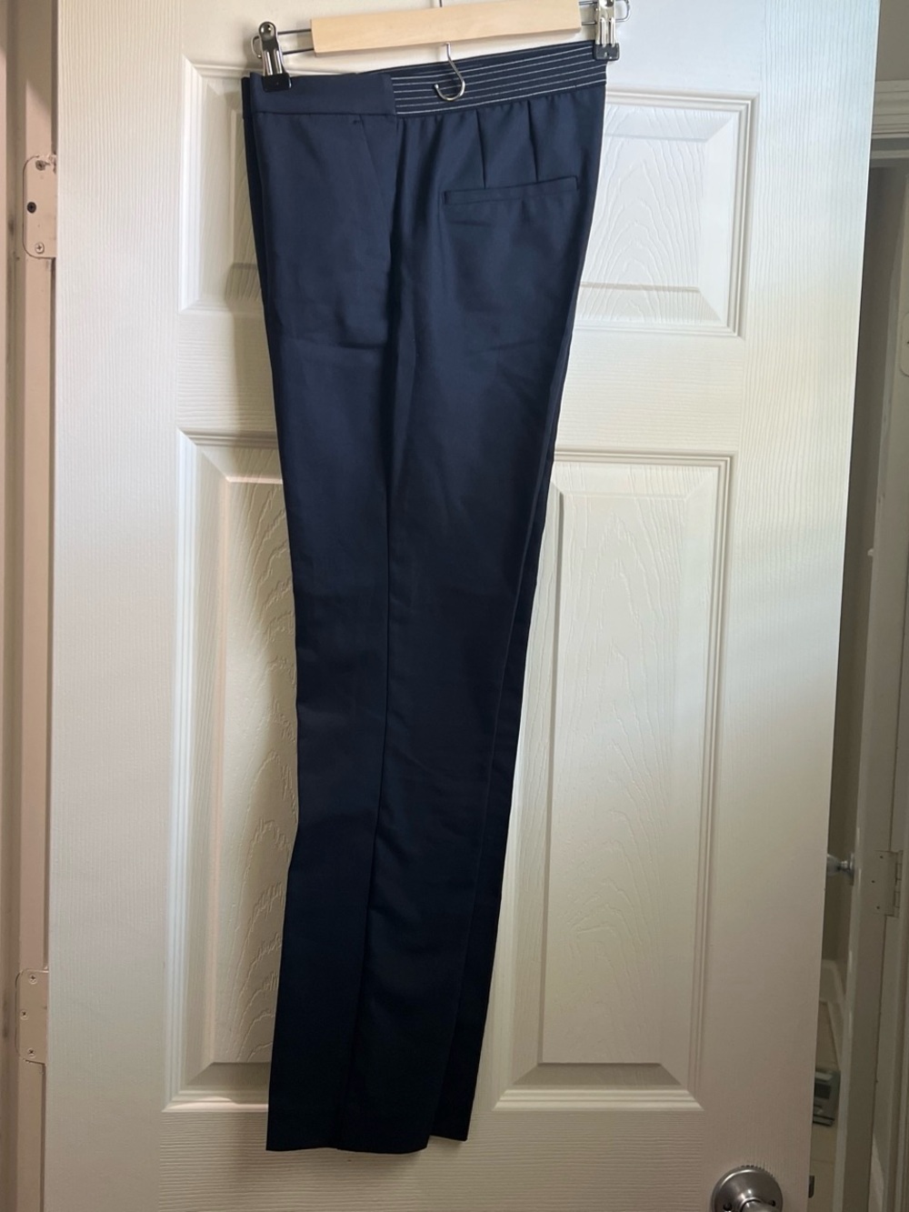 Zara Navy Ankle-Length Slim Dress Pants